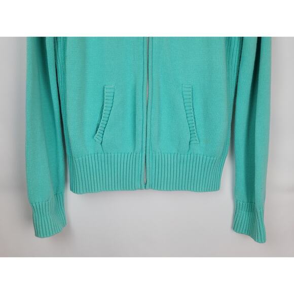 Lauren Ralph Lauren Active Mock Neck Knit Full Zip Teal Turquoise Sweater Size M - Picture 3 of 12